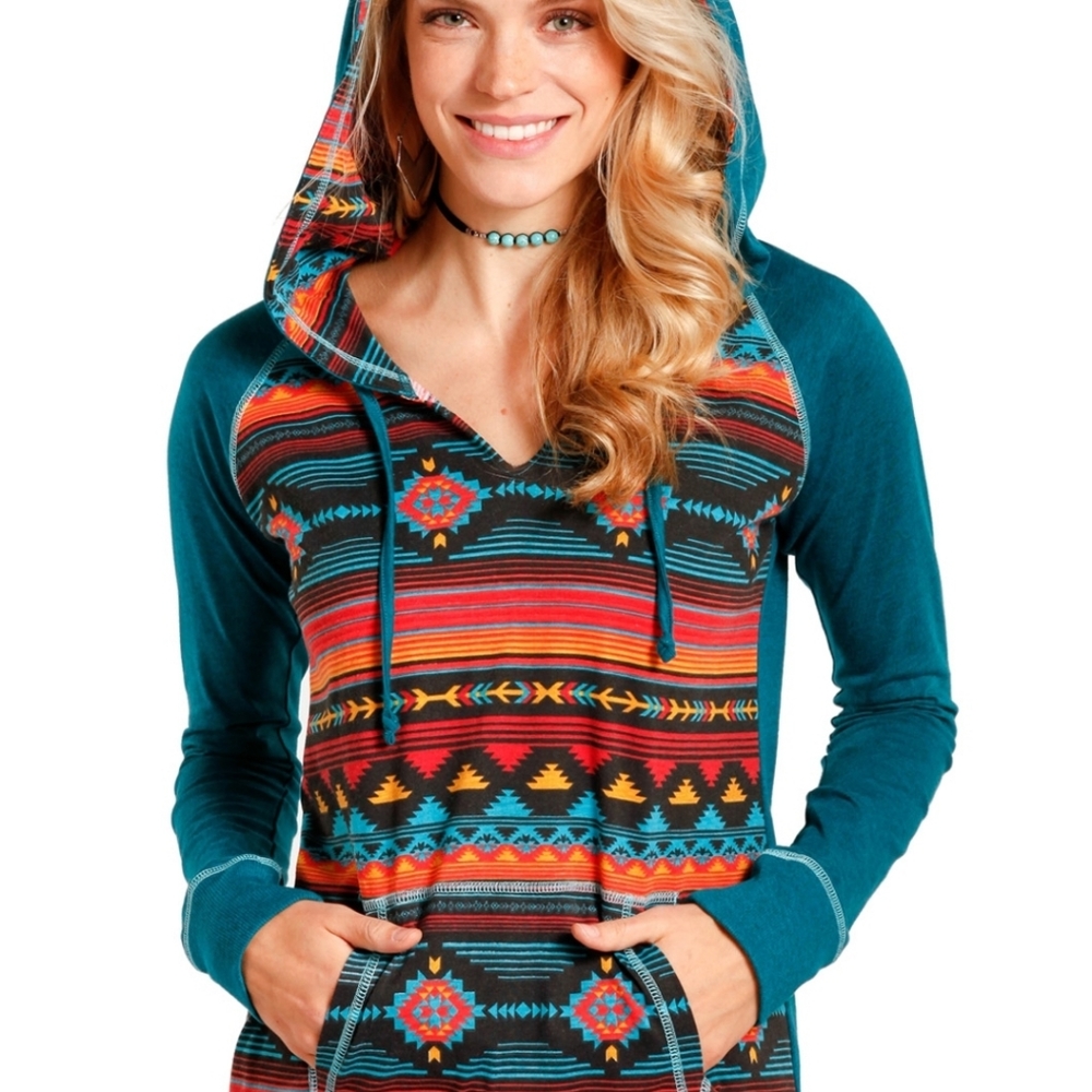 Panhandle Women's Teal Aztec Hoodie